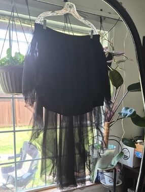 SHEIN Black Layered High-Low Tulle Skirt